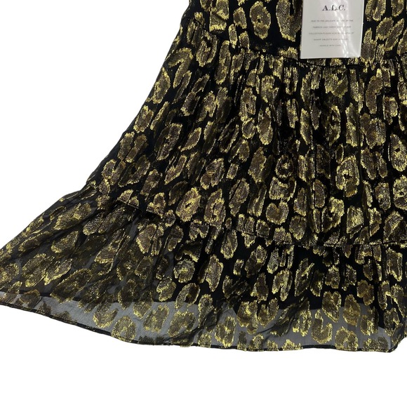 ALC Tiered Skirt‎ with Gold Metallic New Size 2 - Picture 4 of 6